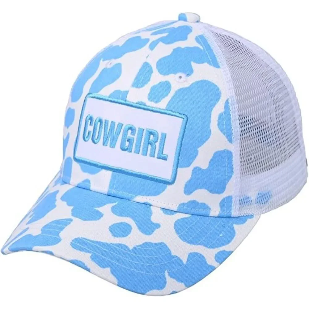 Women's Light Blue Cow Girl Adjustable Fit Classic Comfortable Baseball Cap